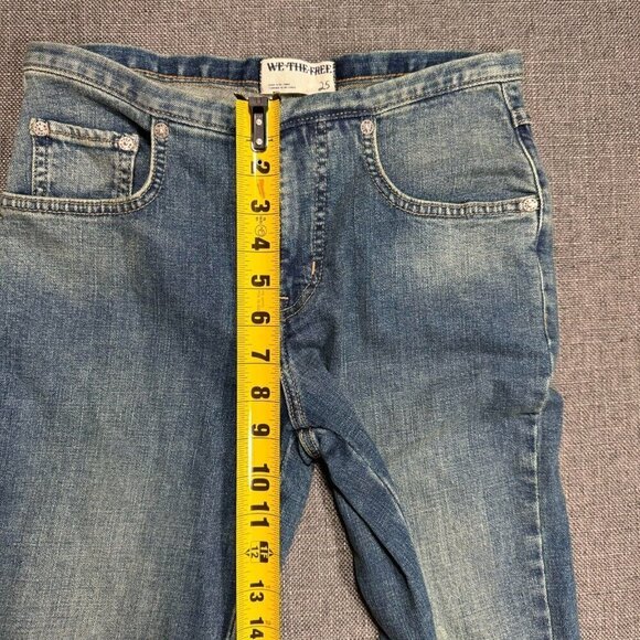 Free People We The Free Daliah Stacked Low Rise Straight Leg Denim Jeans Blue 25 - Picture 15 of 16